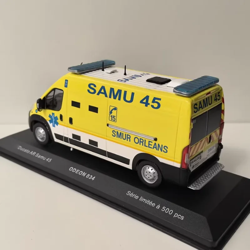 ODEON 1:43 échelle Ducato AR SAMU 45 alliage Simulation modèle de voiture Collection statique décoré cadeaux de vacances jouets Souvenir cadeau