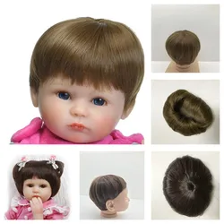 Brown and Golden Reborn Doll Hair Wig Short Straight Hair Wig Fits For The Circumference of The Doll's Head is About 32cm