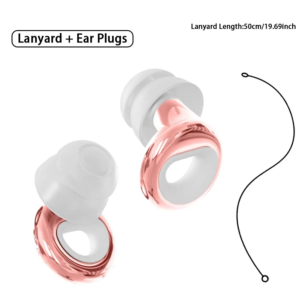 Double‑layer Soft Silicone Earplugs With Silicone Lanyard Anti‑noise Ear Plugs For Subway Commute Bathing Music Events Reusable