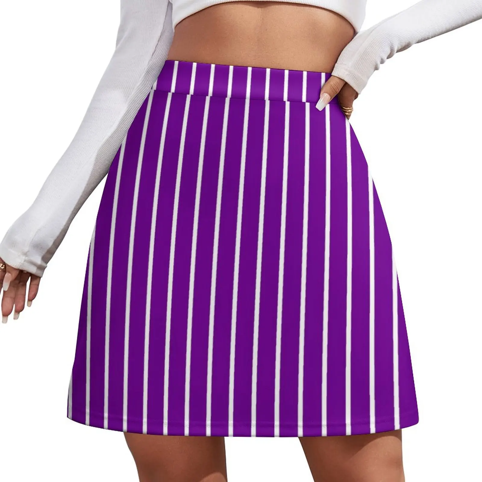 

White on Violet Pinstripe | Mini Skirt summer dresses for women 2025 chic and elegant woman skirt Mini Skirt