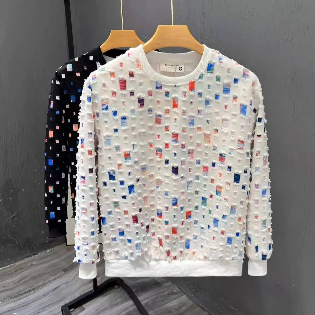 

Round Neck Sweatshirt Men Spring Autumn Sportswear broken hole Pullover New Casual Fashion Hip Hop Hoodies Streetwear Top