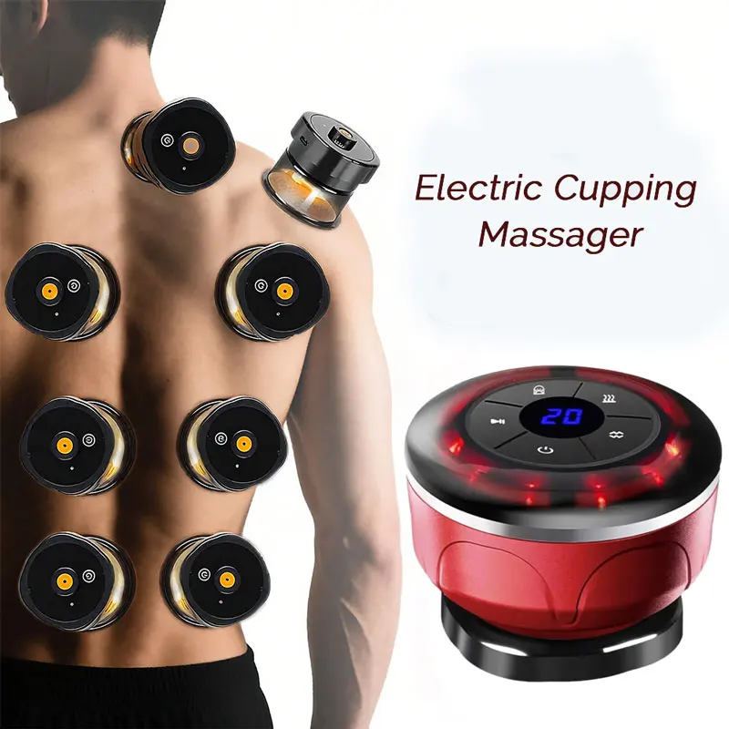 

Electric Vacuum Cupping Massager Body Scraping Suction Cups Gua Sha Massage Device Warm Compress Back Neck Arm Massger