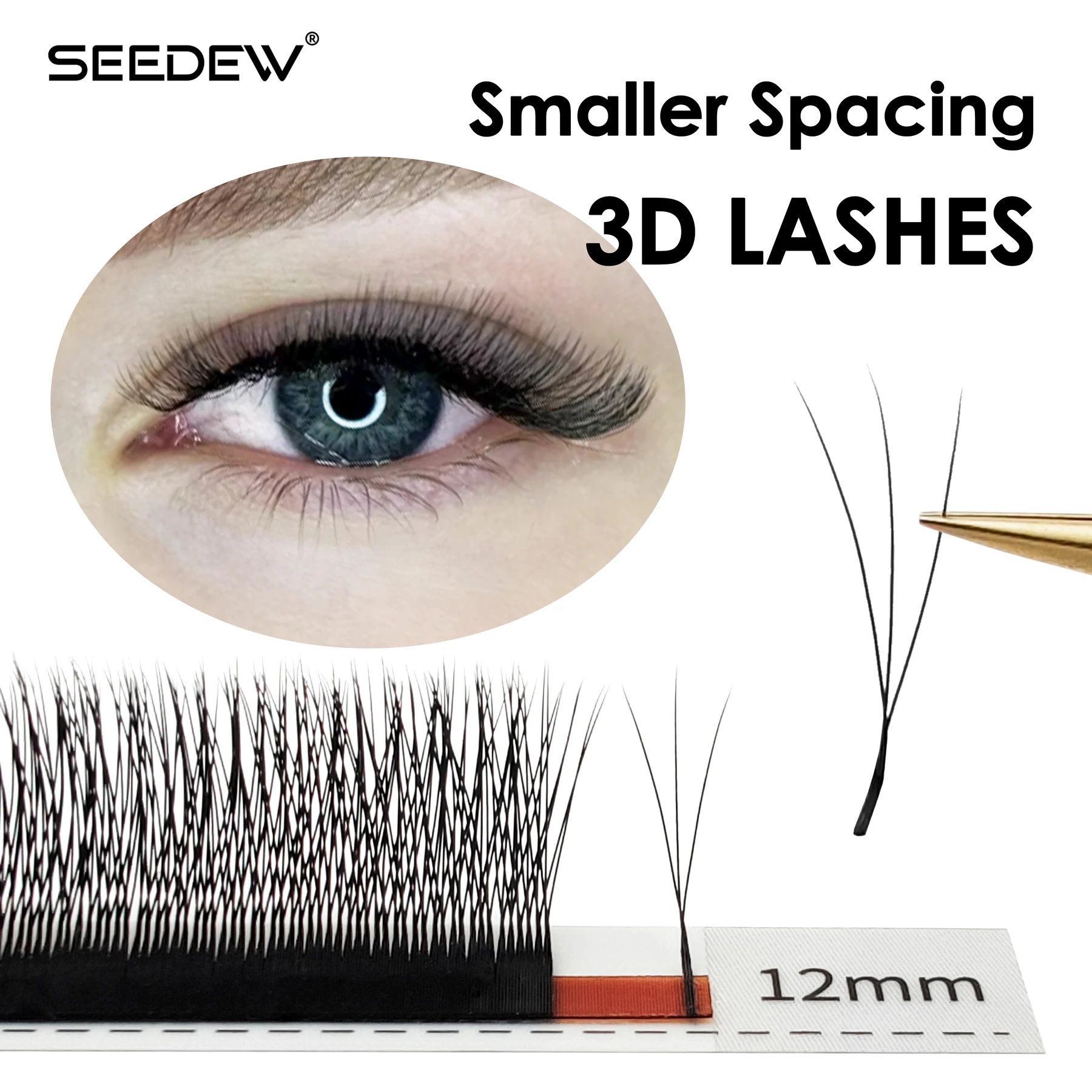 SEEDEW Gotowe Rzęsy Objętościowe 3D, Szczególnie Przestrzenione, Kształt W, Przedłużanie Rzęs, Naturalne, Miękkie Sztuczne Rzęsy