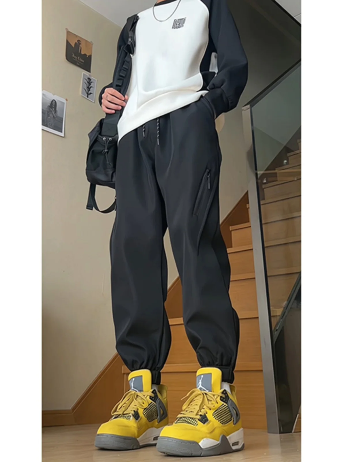 

Мужские зимние походные брюки из флиса с подкладкой, карго-брюки в уличном стиле, рабочие брюки, прямые длинные брюки