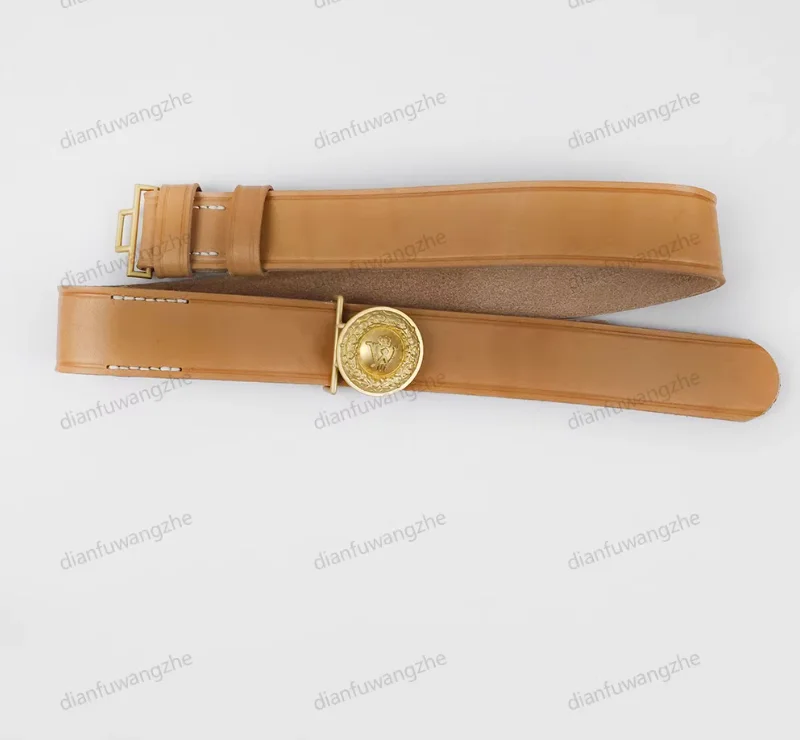 

Ремень для платья из воловьей кожи с круглым пряжкой и верхним слоем в стиле Второй мировой войны