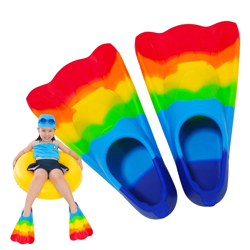 

Rainbow Paddling короткие ласты для плавания тренировочные силиконовые ласты Нескользящие ласты для дайвинга водные виды спорта пляжная обувь