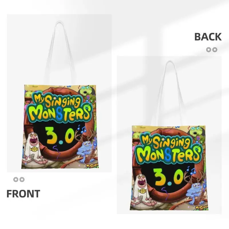 My Singing Monsters Grocery Tote Shopping Bags Women Adventure Action Game Canvas Shopper Shoulder Bags Large Capacity Handbag