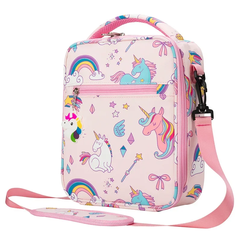 Kinder Lunch Bag Einhorn Taschen für Mädchen isolierte Tasche Umhängetaschen für Frauen gedruckt Student Lunch Box Picknick Taschen Loncheras