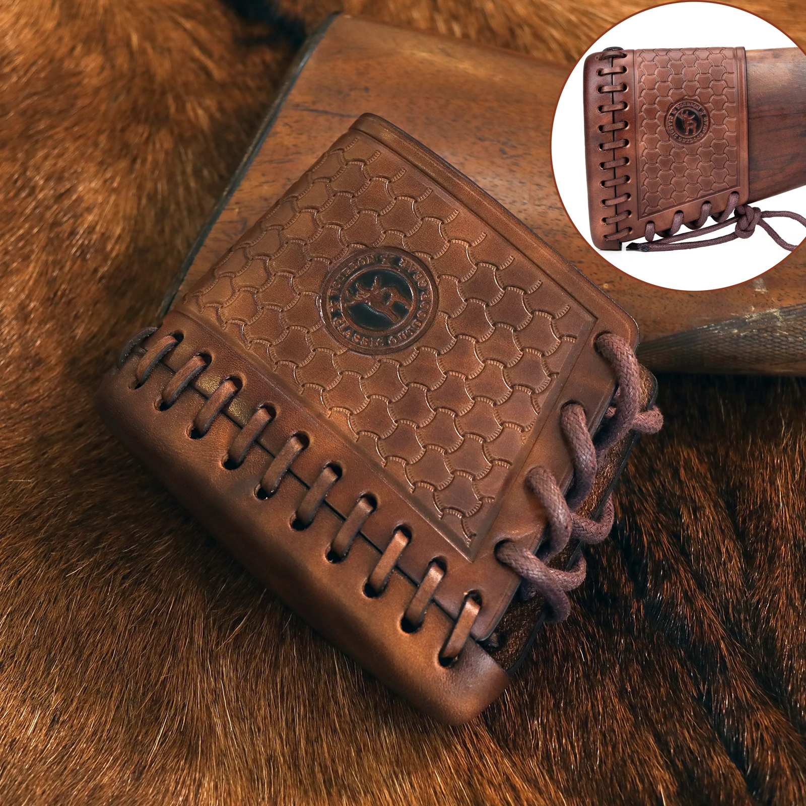 tourbon-狩猟アクセサリー革ライフルリコイルパッド粘土射撃散弾銃バットストック保護カバースリップオン調整可能