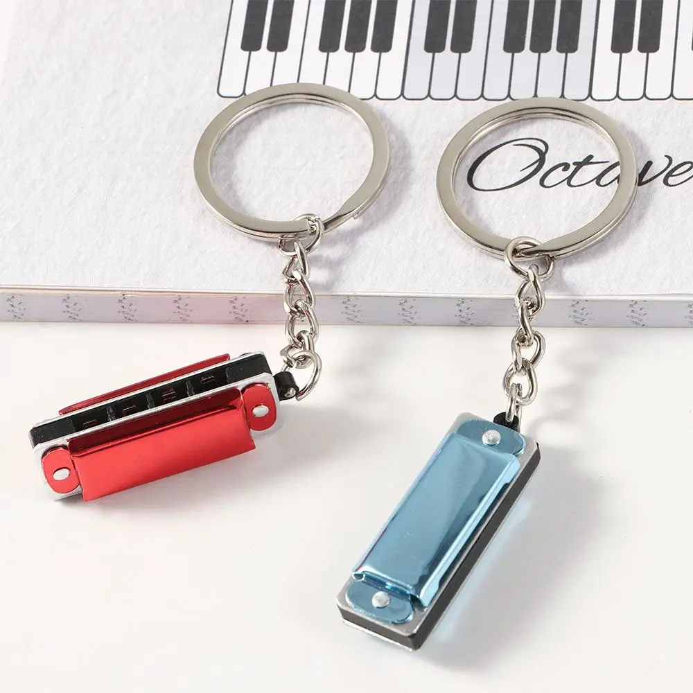 4 Holes Mini Woodwind Instruments Gifts for Kids Bag Pendant Harmonic Keyring Harmonica Keychain Hanging Pedants Keys Holder