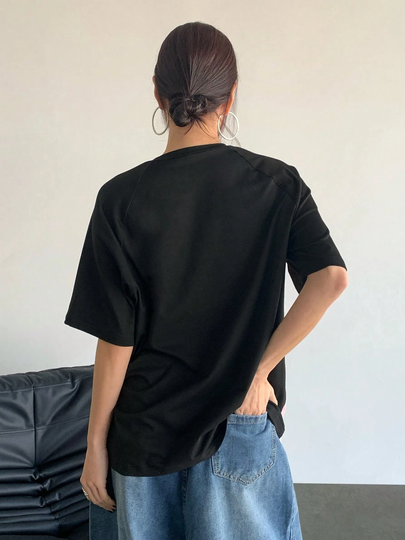 Ropa de mujer moda Casual cuello redondo contraste Color número 07 ropa informal estampada camiseta camisetas deportivas y Tops de moda