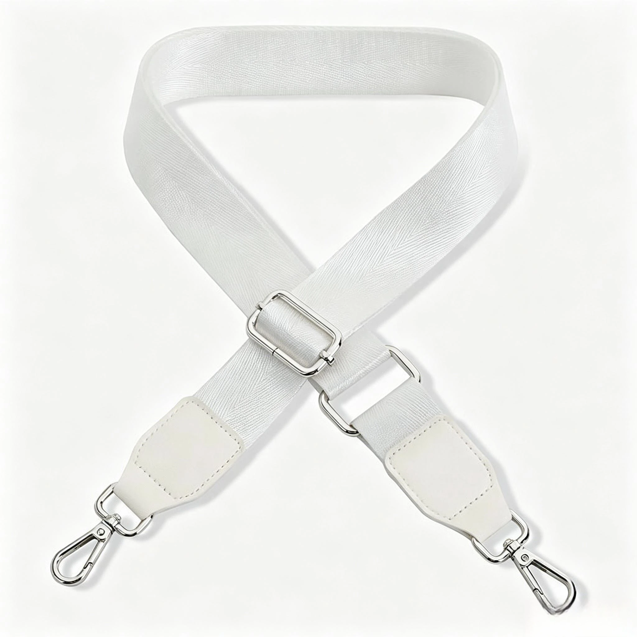 Adjustable Wide Nylon Bag Strap Replacement Crossbody Handbag Shoulder Strap Silver Metal Clasp DIY Bag Accessories