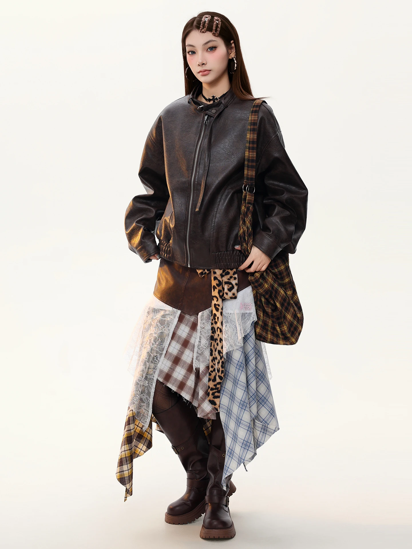 PBB Giacca da donna in pelle PU imbottita, stile retrò americano, nuova collezione primavera, con cintura, taglio dritto, stile vintage, resistente al vento