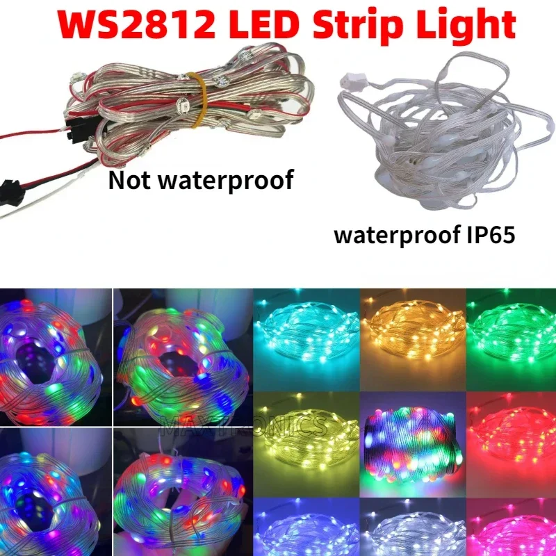 

Светодиодная лента WS2812B, 5 м постоянного тока, 5 В, RGB, стандарта SMD5050, WS2811, с предварительно припаянными встроенными программируемыми светодиодными лампами 2812B