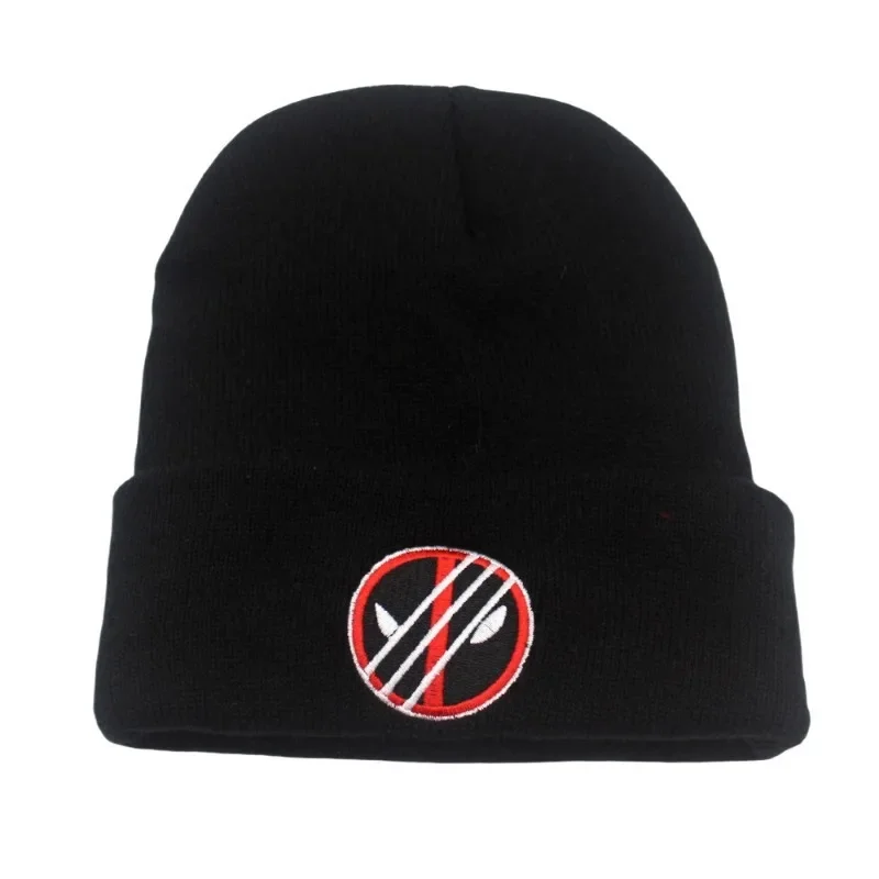 Deadpool Wolverine Knit Hat Anime Marvels Embroidered Benie Cap Warm Stretchy Hats Xmas Gift for Adult Kids Outdoor Thermal Caps