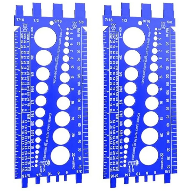 Parafuso azul e Porca Medida Calibre, Tamanho e Rosca, Porca e Porca Identificador, 2Pcs