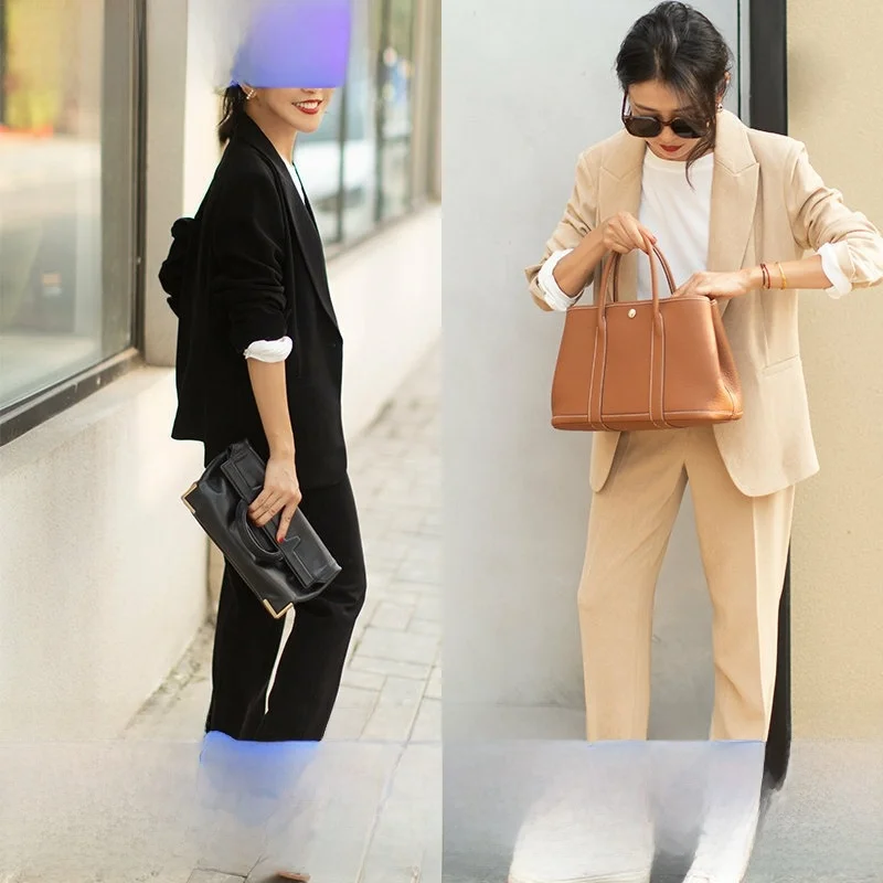 

Elegant Acetate Suit Set Slimming Micro Cone Versatile Comfortable to Wear West Pants High Waist Straight Leg Long Pants