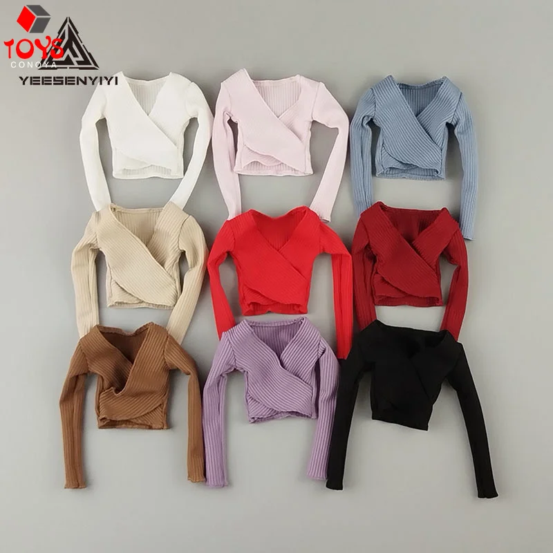 1/6 Scale Sexy V-neck Cross-Front Crop Top Short Skirt Clothes Model Fit 12" Female Soldier Action Figure Body Dolls