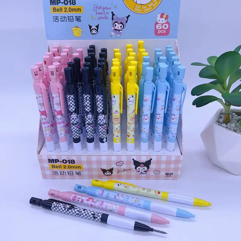 

60 pcs/lot Sanrio Kawaii Kuromi Melody Mechanical Pencil Cute 2.0mm Student Automatic Pen For Kids Gift School Office Supplies