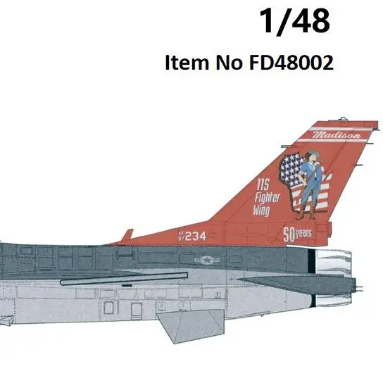 FAB FD48002 1/48 F-16C Block30 87-0234 Wisconsin ANG 176th FS 50th Anniversary Madison 1999