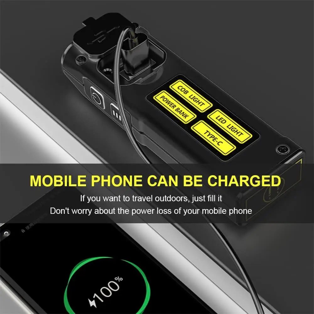 Portable Rechargeable LED Work Light,Mini Magnetic Flashlights with COB Light Waterproof Super Bright Car Repair Emergency Light