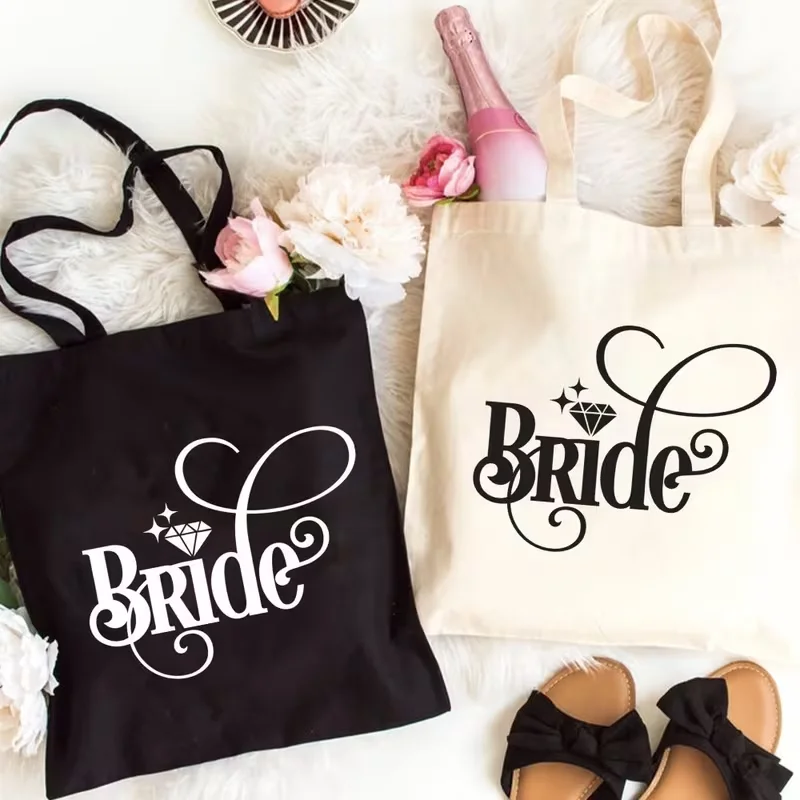 

Wedding Tote Bag Large Capacity Bridal Gift Durable with Elegant Bride Design Versatile for Shopping, Travel & Parties