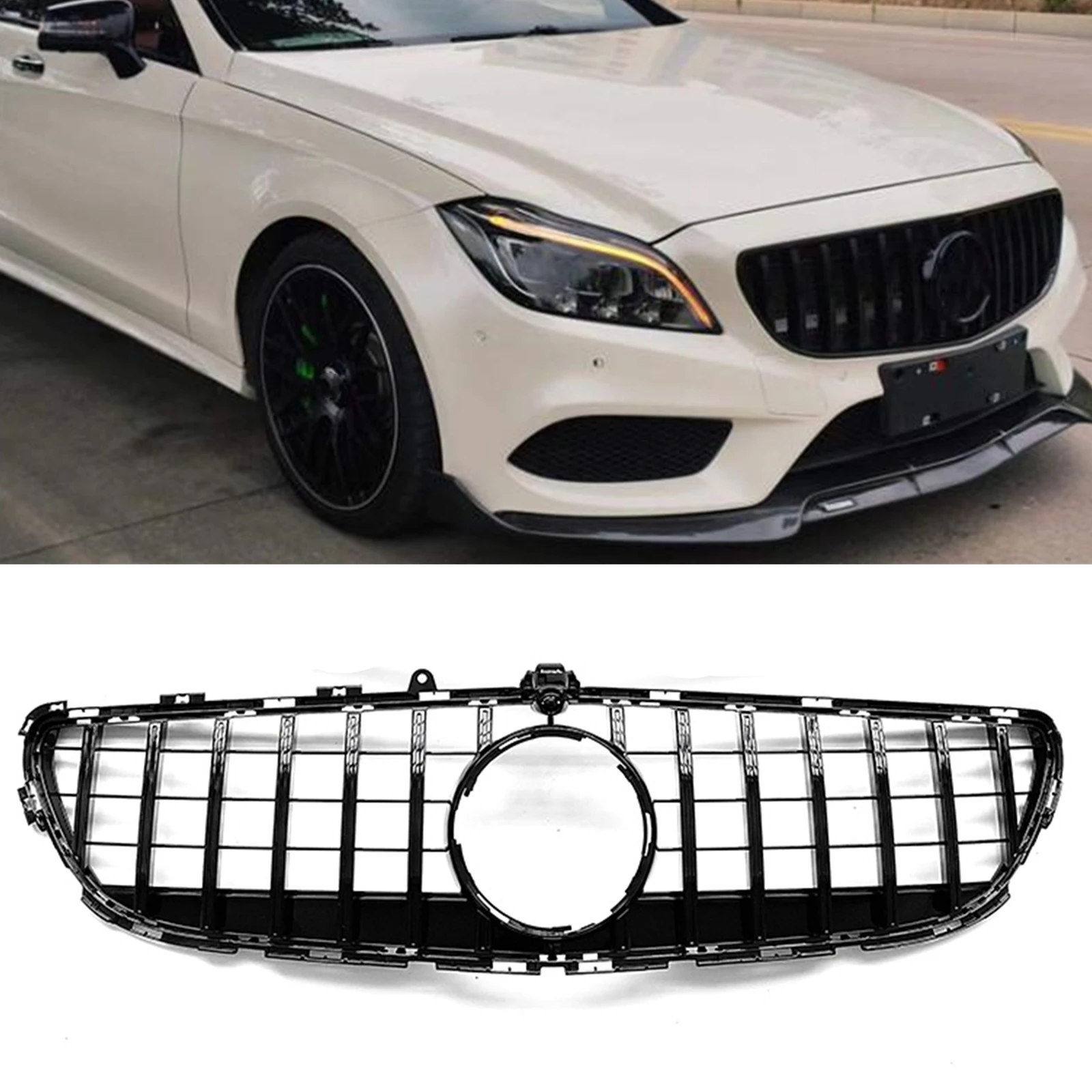 

Grill Front Grille For Mercedes Benz W218 CLS Class 2015-2018 CLS260 CLS300 CLS320 CLS350 CLS400 CLS500 Upper Bumper Hood Mesh