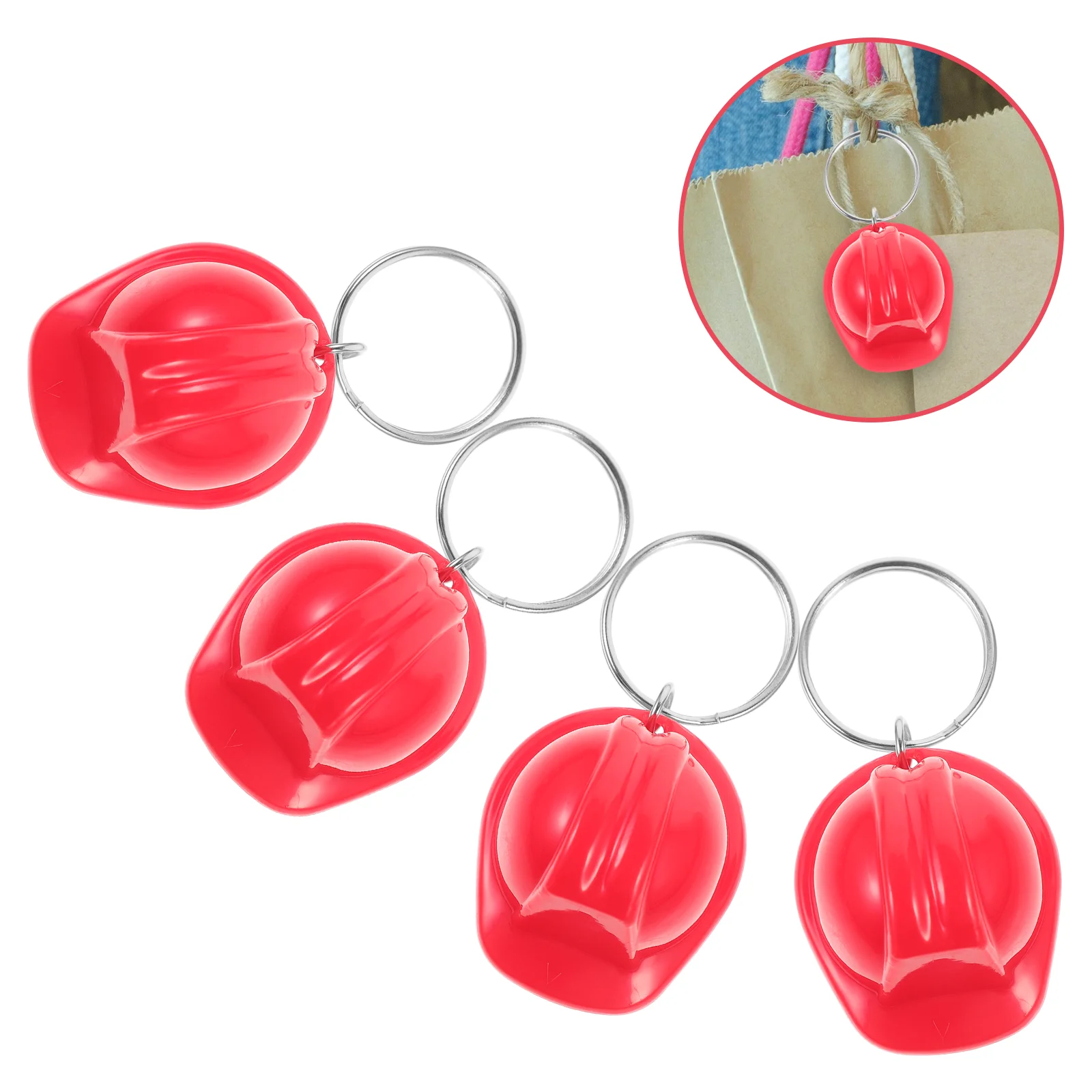 

4 Pcs Hard Hat Construction Keychain Backpack Keychains Accessories Cute Women Red For Miss