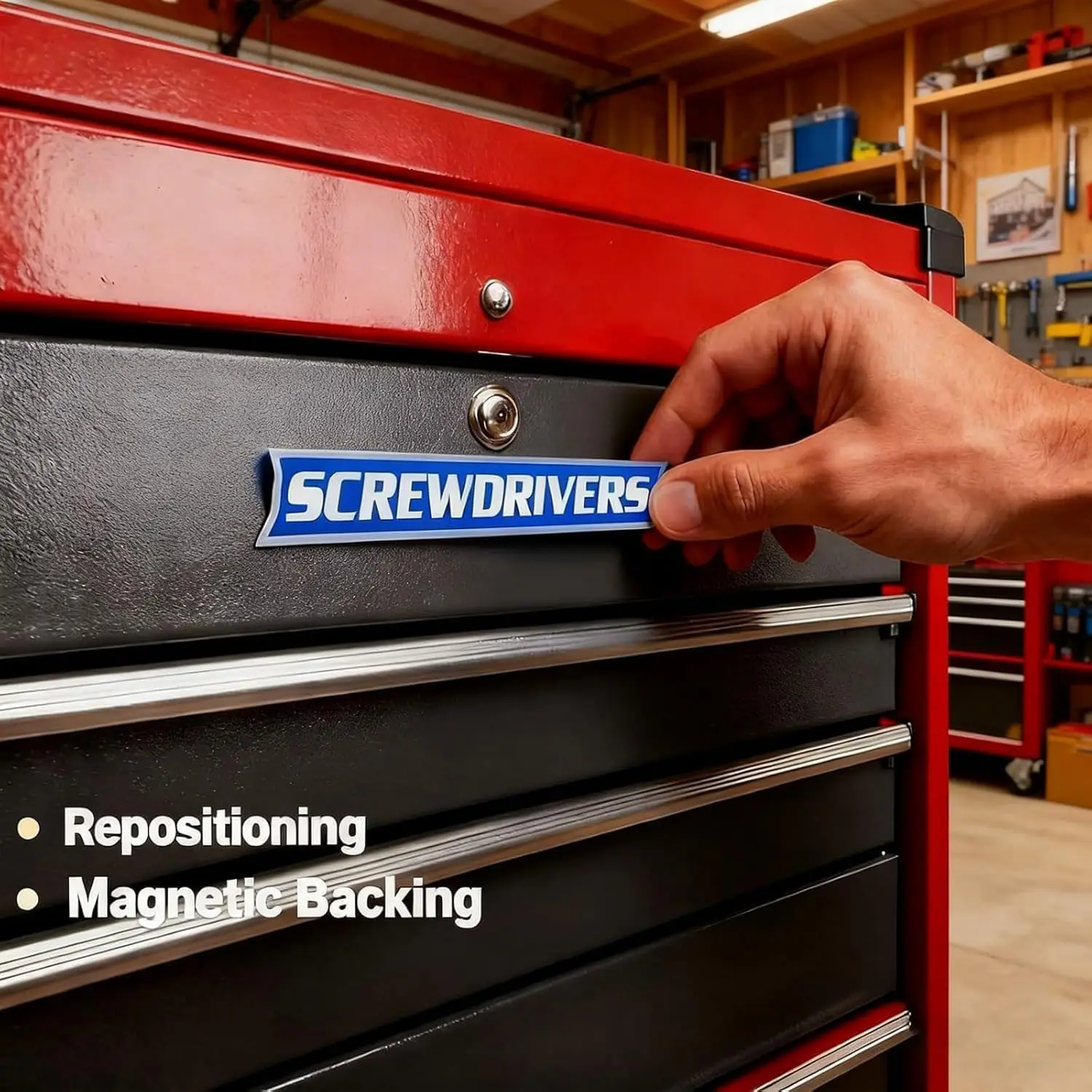 Magnetic Tool Box Labels,Upgrade High Magnetic Toolbox Labels,Magnetics Toolbox Label for Tool Organization, for Mechanics Diyer