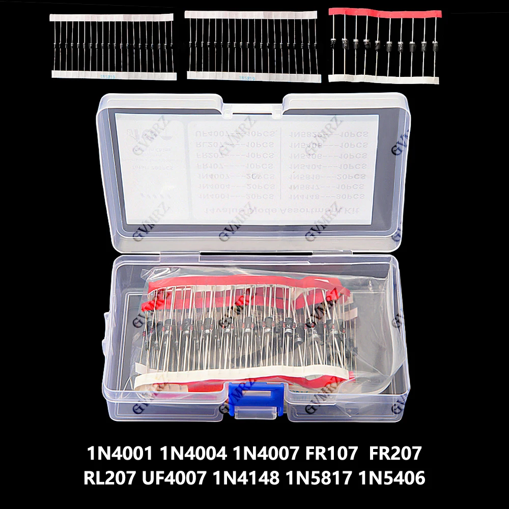 14Value 200PCS Switching Transistors & Diodes Assortment Kit with Box Fast Recovery, Schottky Diodes Rectifier Diodes Component