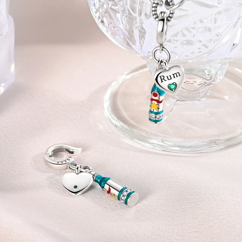 

925 Sterling Silver Rum Charms Bead CZ Zirconium Dangle Fit Original Bracelet DIY Women Jewelry Gift