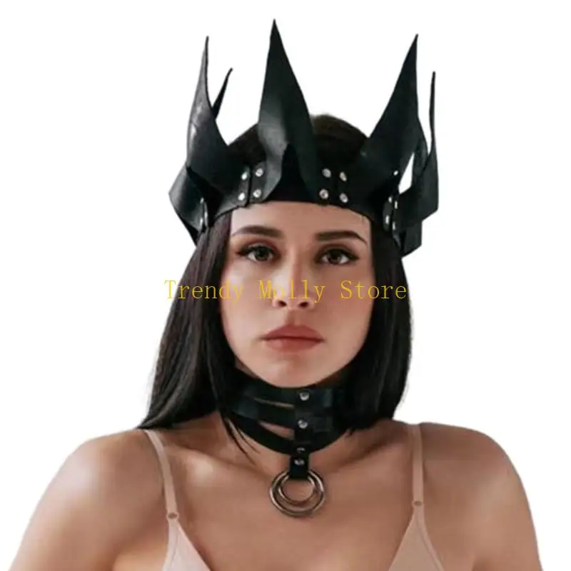 

N5KB Adult Knight Queen Crowns Vintage Greek Roman Knight Headgear Halloween Party
