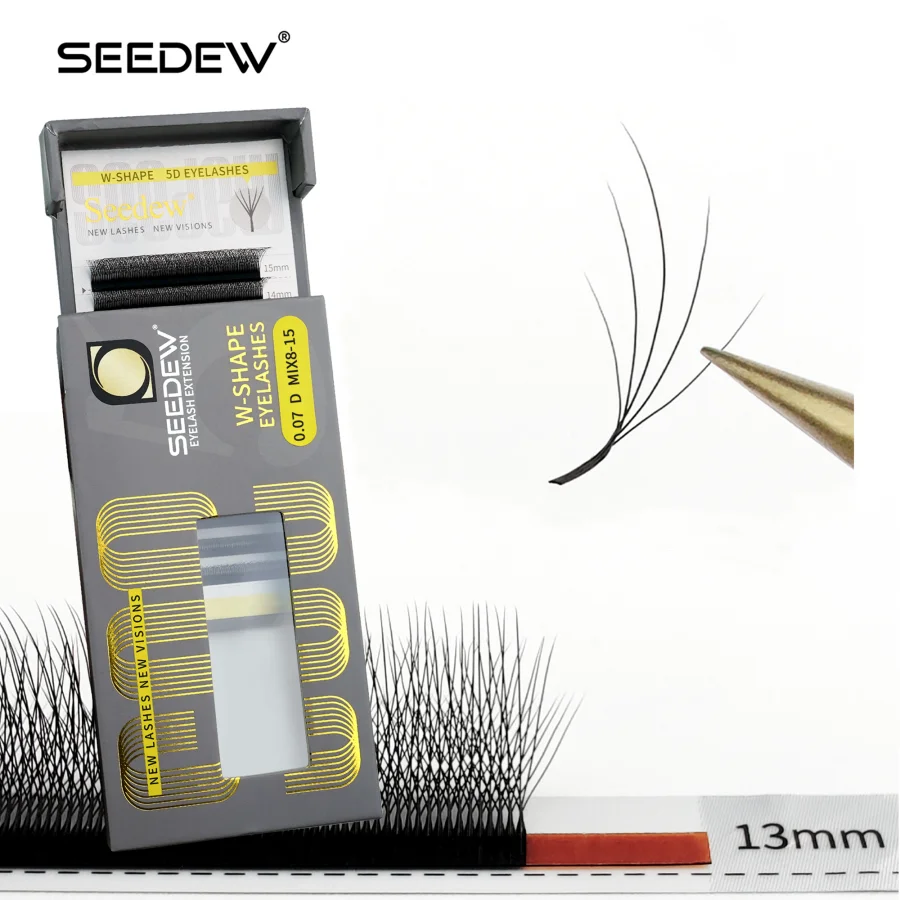 SEEDEW Wispy W-förmige 5D-Wimpernverlängerung, vorgefertigte Volumenfächer, falsche Wimpern, natürliche weiche Wimpern
