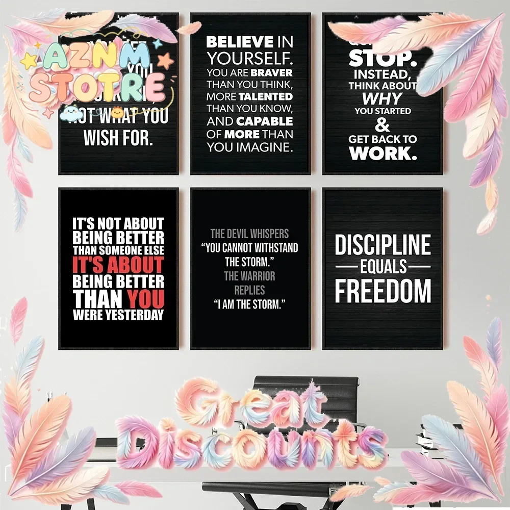 Office Decor Exercise Motivational Quote Minimalist Wall Art Print Canvas Painting Posters for Living Room Modern Home Decor