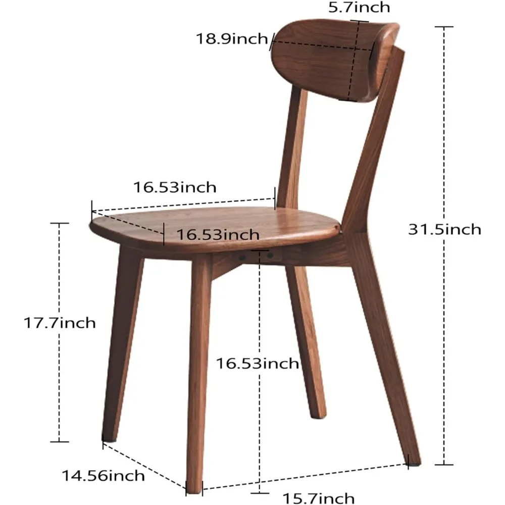 

100% Solid Oak Wood Dining Room Chairs - Practical Kitchen Chairs - Wood Chair for Dining Room, Kitchen (1, Walnut)