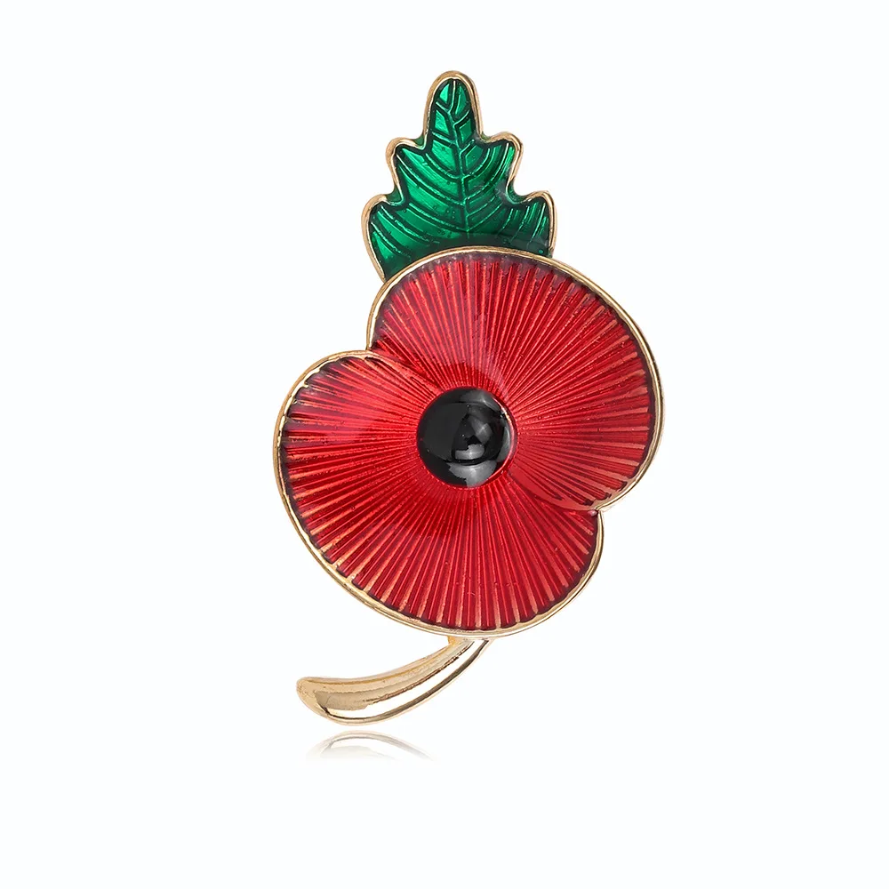 1PC zinc alloy red dripping oil poppy flower design women's brooch flower gift pin