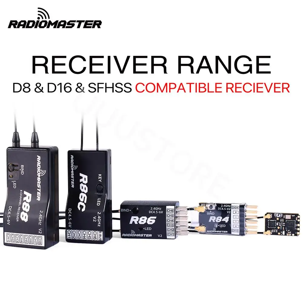 Radiomaster R81 R84 V2 R86 V2 R86C V2 R88 V2 2.4Ghz D8 D16 SFHSS Nano Receiver Compatible FrSky for RC Drone