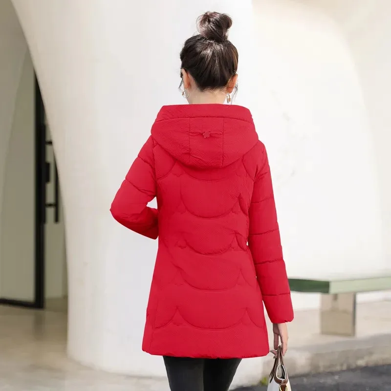 Down Cotton-padded Jacket Women's Wear 2026 Winter New Female Long Coat Hooded Slim Jacket Padded Warm Warm Cotton Padded Coat