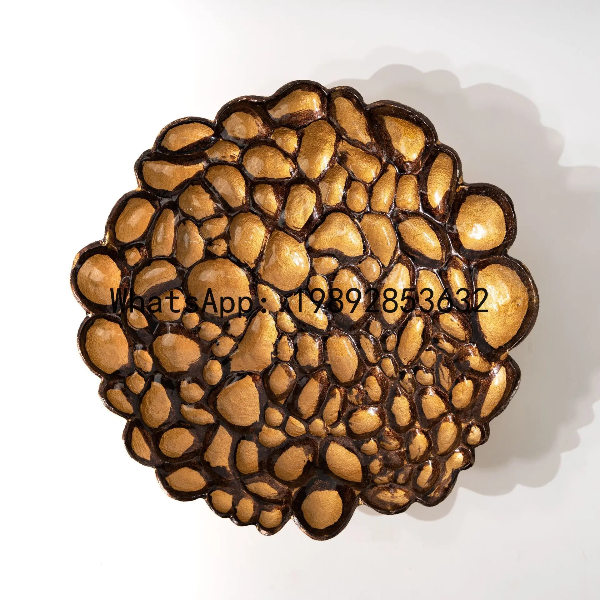 PYJ Modern Medieval Gold Leaf Vein Fruit Plate Storage Creative Ornament Home Decoration