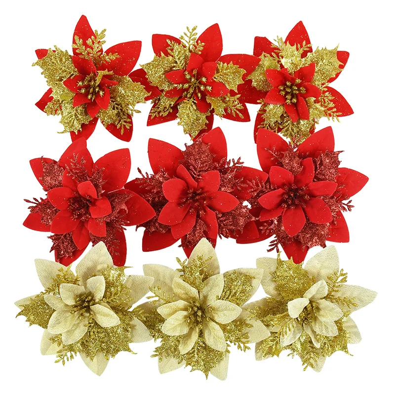 

5Pcs Red Flower Christmas Tree Hanging Ornament DIY Xmas Wreath Decor Christmas Decorations For Home New Year Navidad 2024