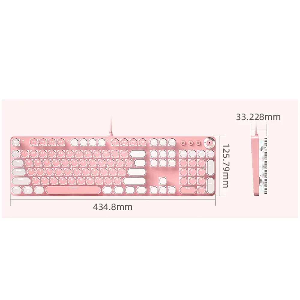 Mechanical Keyboard Set 104 Keycaps Pink Cute Girls Wired Mouse Gamer USB Luminous Gaming Computer Mouse For PC Laptop Office