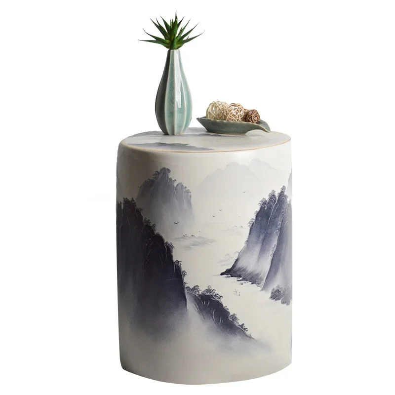 

High mountain and flowing water stool hand color glaze garden stool shoe changing stool