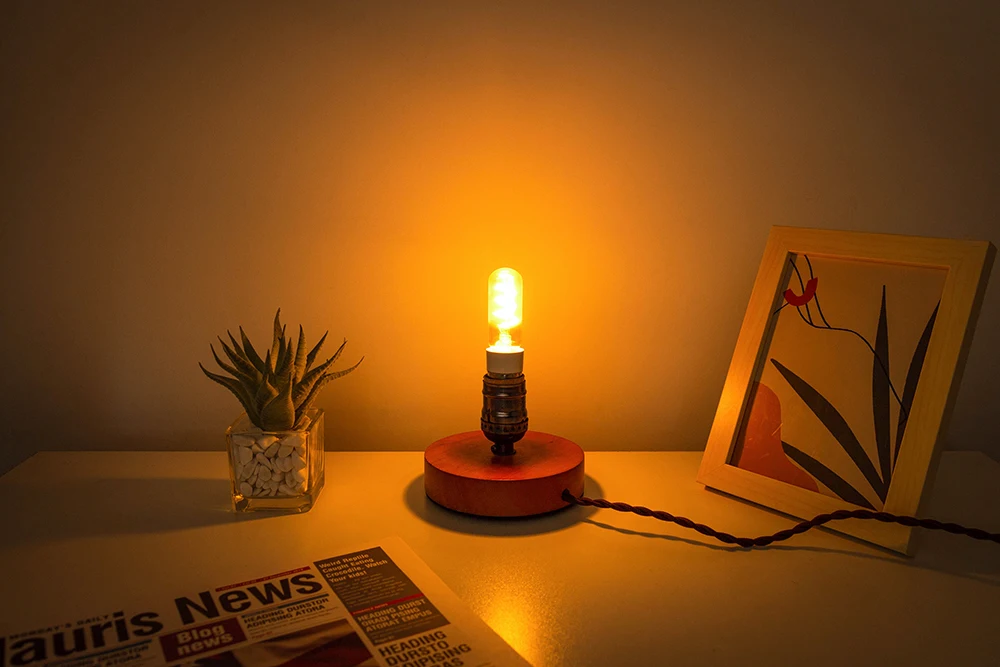 Tubular Retro Night Bulb E14 E12 220V 110V Dimmable 3W 2200K Soft Filament Living Room Table Light Chandelier Replaceable Bulbs