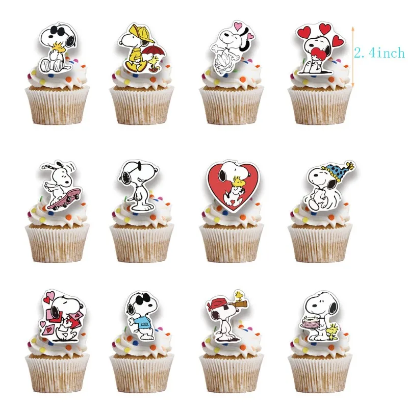 Heißes Snoopys Party-Zubehör-Set: Flaggen-Girlande, Luftballons, Tortenaufsatz für Happy Birthday Cupcakes, Dekoration, Babyparty-Geschenk – Detail 4