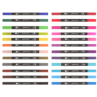 24 Pcs Children's Drawing Set Dual Tip Marker Fabric Markers Permanent Double Head Pen Plastic Watercolor Brush Pens