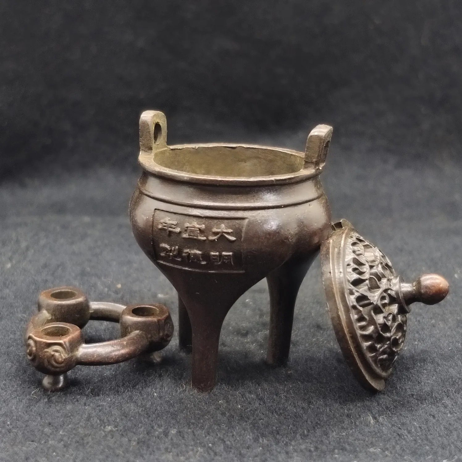 Miniature Incense Furnace Antique Collection Bronze Ding Daming Xuande Furnace Metal Burning Sandalwood Furnace Yoga Aroma Diffu