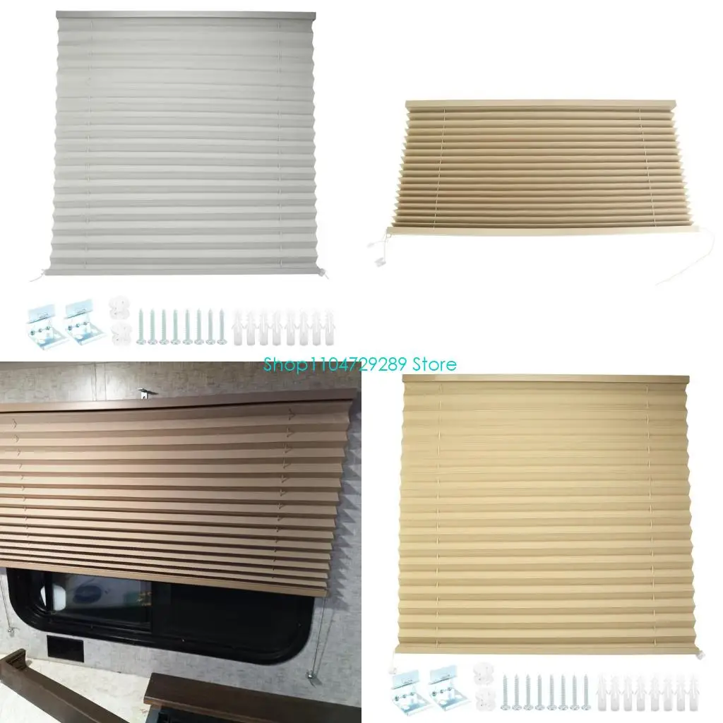 

D8KE Campers Window Pleated Blind in Waterproof PVC Soft Control and Privacy Cover forTravel Trailer Motorhome Dining and