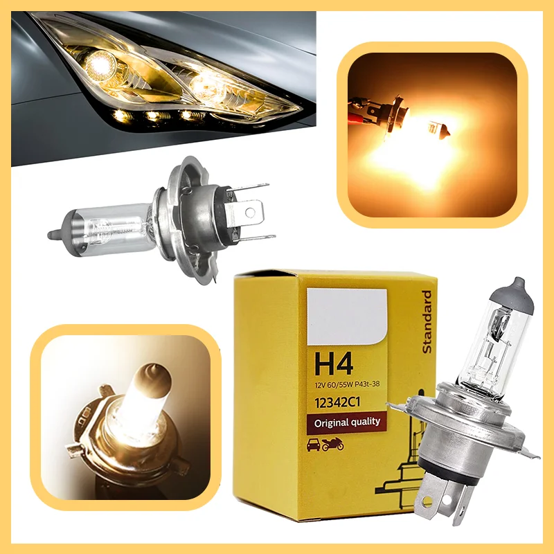 

H4 Halogen Car Head Light Bulb 12V 60/55W 12342C1 Lamps 3200K 4300K High Low Beam Factory Price Bulb Accessories Auto Gadget