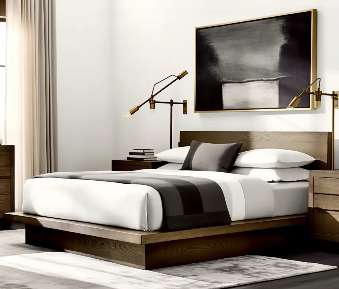 

2025 Sigma Modern Minimalist Oak Wood Bed Set Hand-Carved Queen/King Solid Natural Indoor Massage Storage Bedroom Wall Furniture