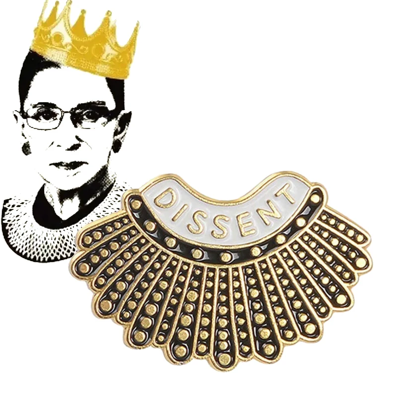 Dissent Collar Enamel Pin Brooch Jewelry Gifts Alloy Badge Ruth Bader Ginsburg Quote Brooches